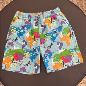 Peter Millar Swimming Trunks Size L Map Ocean Print Seaside Collection Crown